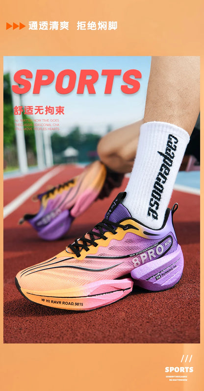 NEW Sports Running Shoes Men Marathon Breathable Comfortable Women Athletic Training Outdoor Sneakers Air Cushion Carbon Plate