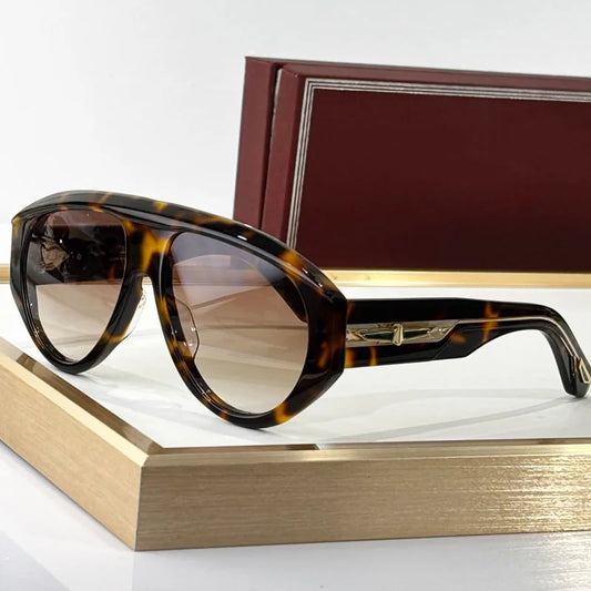 Big Oval Handmade Sunglasses for Men Women Thick Acetate High Quality Fashion Brand Design UV400 Prescription Glasses with Case