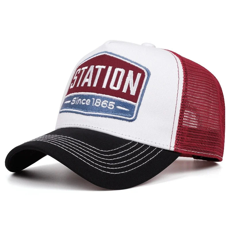 Hot Sale Unisex Baseball Cap Classic STATION Letter Pattern Mesh Cap Men And Women Breathable Streetwear Summer Trucker Hat