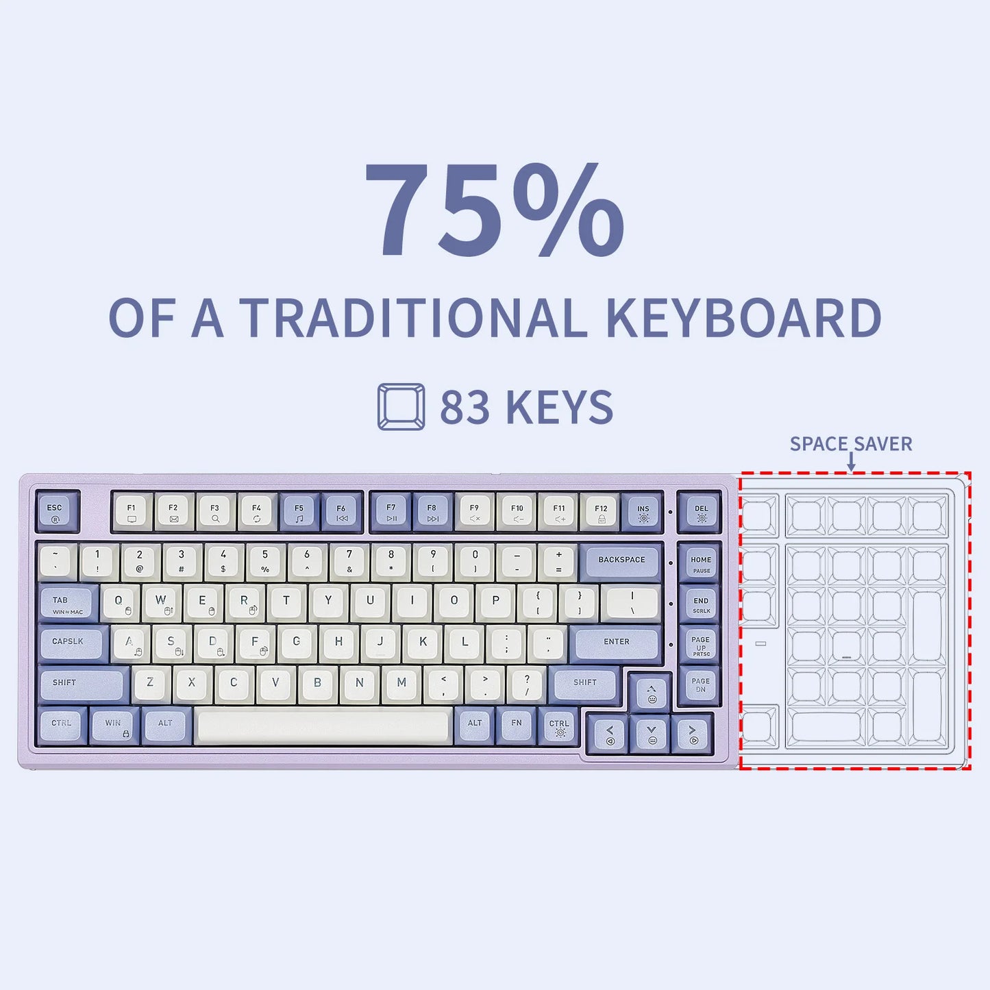HEXGEARS M2 Mechanical Keyboard 87 Key Hot Swap PBT Gasket Structure White Backlit Macro Defined Gaming Mechanical Keyboard