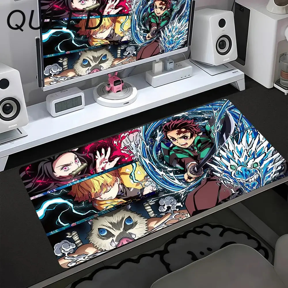 Podloga za računalni stol i tipkovnicu, anime podloga za miš, kawaii djevojka, 900x400mm, gumena protuklizna podloga za miš, Demon Slayers XL
