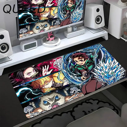 Podloga za računalni stol i tipkovnicu, anime podloga za miš, kawaii djevojka, 900x400mm, gumena protuklizna podloga za miš, Demon Slayers XL
