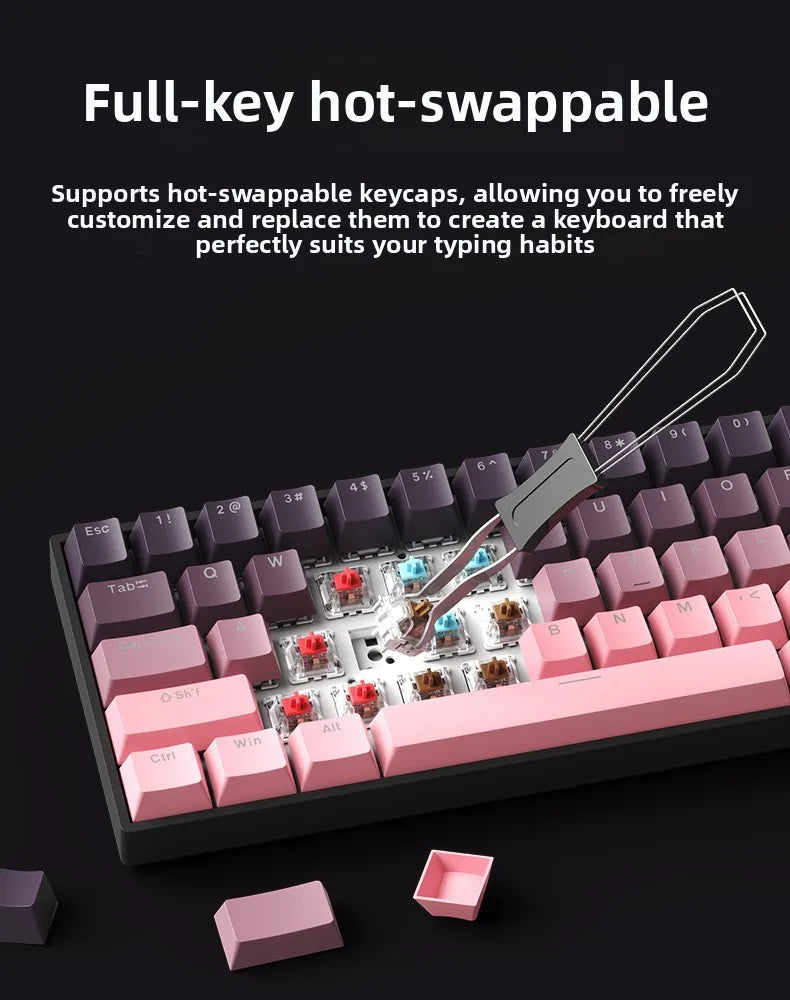 Wireless Gaming Mechanical Keyboard Bluetooth 60 Percent RGB White Triple Mode Portable Keyboards