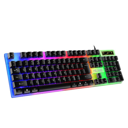 Tastiera gaming RGB cablata USB a 104 tasti, cavo da 1.3M, tastiera a membrana con sensazione meccanica per PC, laptop, Windows e IOS