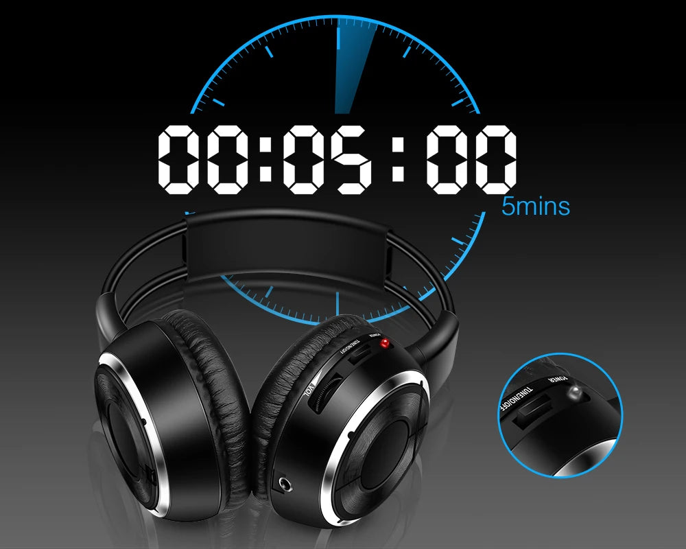 RF Silent Disco Foldable Wireless Headphones Bundle (3 Pcs with 1 Transmitter in 500m) --House Party TV Dancing