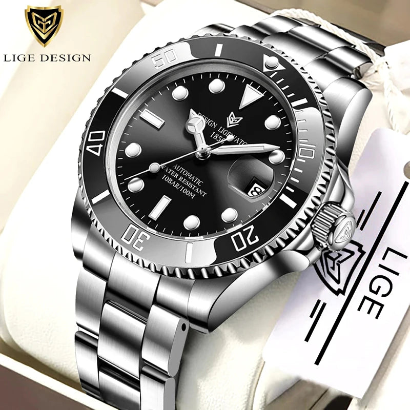 Orologi da polso meccanici da uomo LIGE, orologi da lavoro, orologi da uomo impermeabili, orologi sportivi automatici da uomo, Relogios Masculino