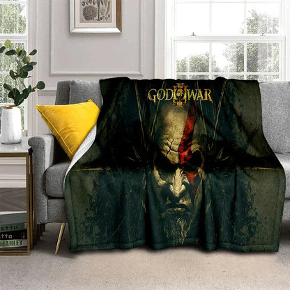 3D God of War Games Gamer Kratos HD Blanket,Soft Throw Blanket for Home Bedroom Bed Sofa Picnic Travel Office Cover Blanket Kids