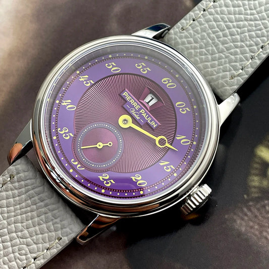 Sapphire Crystal NEW Pierre Paulin Jumping Hour Men Watch Salmon Dial Automatic St17 Mechanical Watch Vintage Date Window