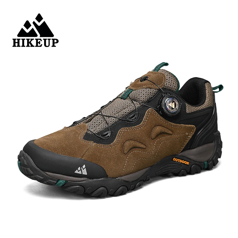 HIKEUP: Zapatos de piel para hombre, zapatillas de senderismo para actividades al aire libre, zapatillas de trekking para turismo, zapatillas de trail running para escalada y montaña, tensor