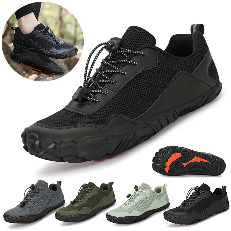 Męskie buty turystyczne typu „barefoot” – oddychające buty sportowe do aktywności na świeżym powietrzu, buty wspinaczkowe, buty trekkingowe, antypoślizgowe, wygodne, męskie buty codzienne do biegania
