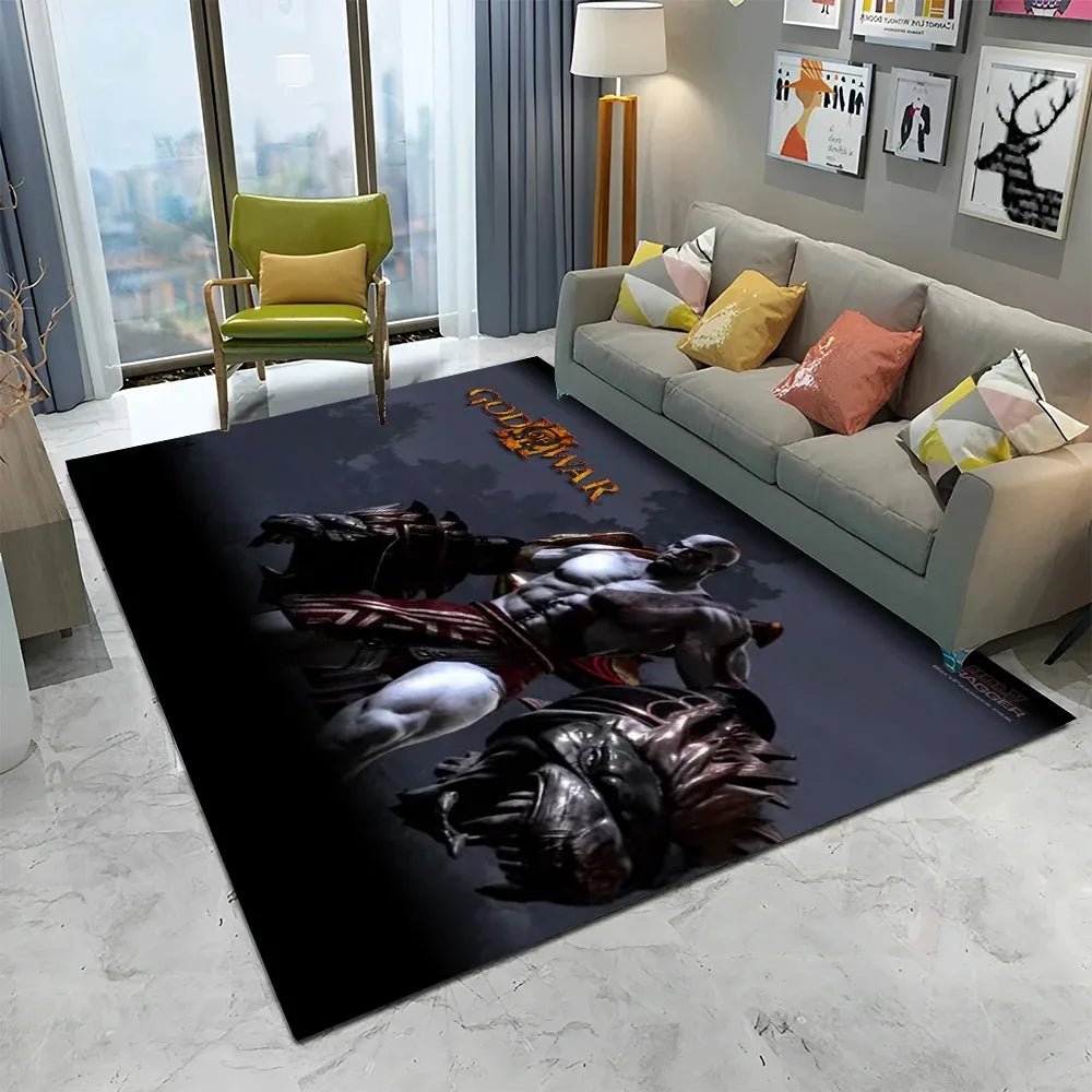 3D God of War Games Carpet Home Living Room Bedroom Sofa Doormat Decor Kids Play Area Rug Non-slip Mechanical Washable Floor Mat