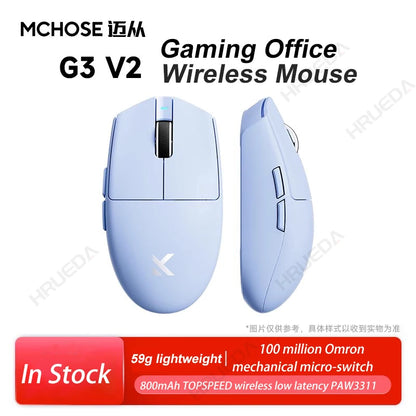 MCHOSE G3 V2 Pro trådløs gamingmus, tri-mode Bluetooth, 800mAh, genopladelig, let, tilpasset ergonomi, esportsmus
