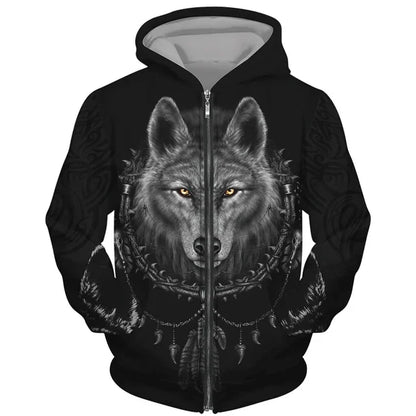 Cool 3D Wolf Printed Zipper Hoodies Fashion Men/Women Streetwear Hooded Jacket Coat Unisex Casual Hip Hop Pullover Sweatshirts