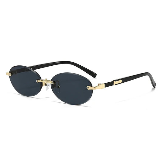 New Rimless Sunglasses Oval Fashion Popular Women Men Shades Small Ellipse Sun Glasses for Female Male Party Traveling Glasses