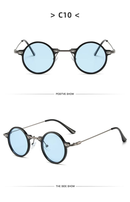 Occhiali da sole rotondi per uomo e donna, occhiali da sole retrò in stile steampunk, occhiali da sole da uomo e da donna, occhiali da sole di marca, montatura in metallo, occhiali da sole