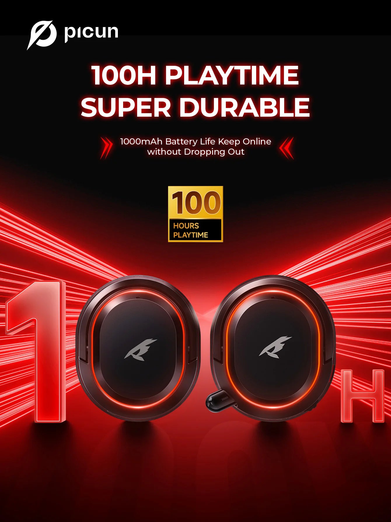 Picun G2 kabelloses Gaming-Headset Bluetooth 5.3 – 7.1-Surround-Sound, ENC-Mikrofon, 100H Akku, Low-Latency-Kopfhörer für PC, PS5, PS4, Switch & Mobile