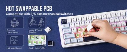 EPOMAKER x AULA F65 65% Layout Wired/Bluetooth 5.0/2.4G Wireless Hot-Swap Gasket-mounted Mechanical Gaming Keyboard for Mac/Win