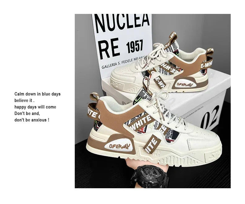 Scarpe da skateboard da uomo, sneakers estive, in pelle, casual, alla moda, per attività all'aperto, corsa, sport, escursionismo, tennis, con zeppa, di marca, di lusso