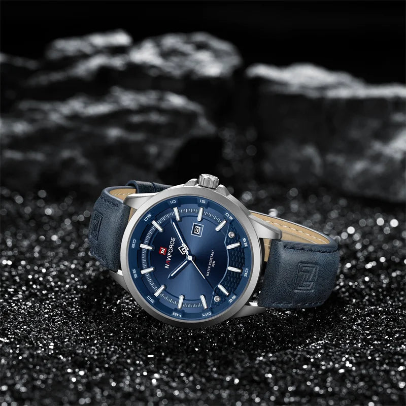 Naviforce 9248 Top Brand New Sport Wristwatch Luxury Military Auto Date Leather Simple Quartz Original Male Clock