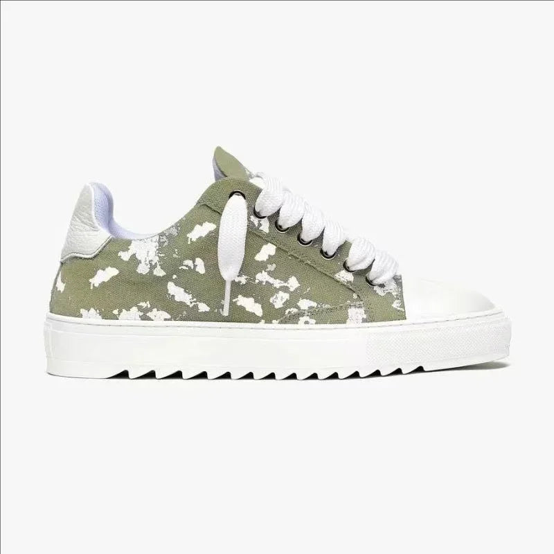 Baskets en toile peinte de style britannique, marque de luxe, pour hommes et femmes, motif à pois, chaussures de sport tendance pour tous les jours.