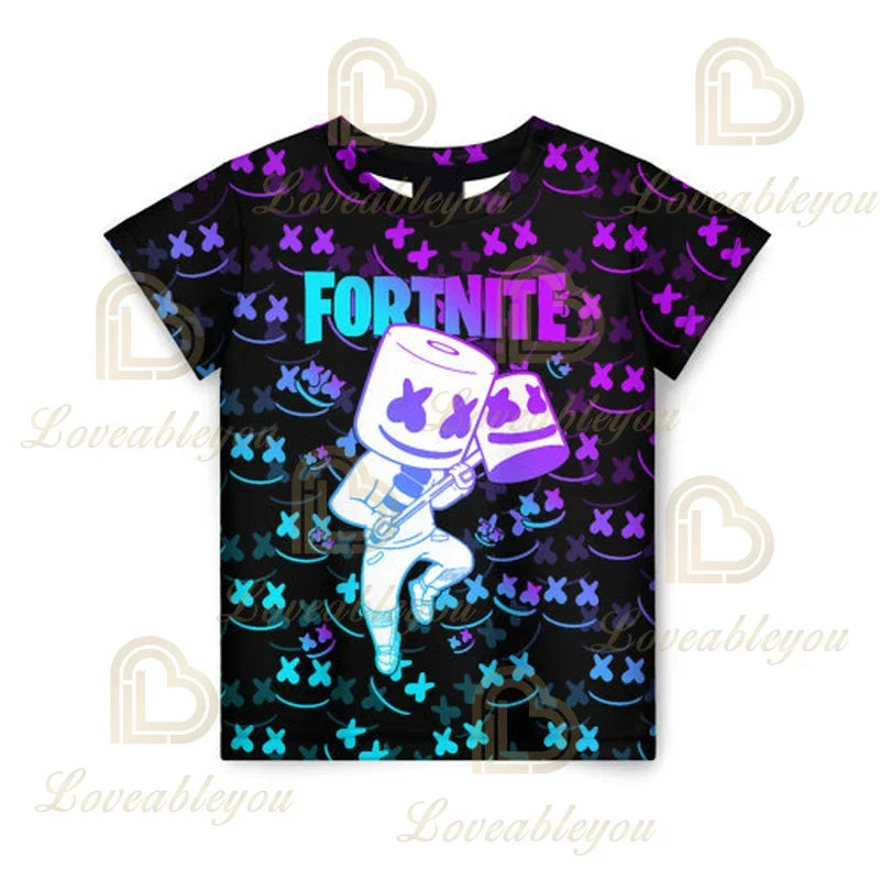 Battle Royale T-Shirt, Fortnite T-Shirt, Victory, Cartoon-Oberteile, Teenager-Kleidung, Kinder, Helden, Spiel, Festung, Nacht, 3D, Jungen, Mädchen, T-Shirt