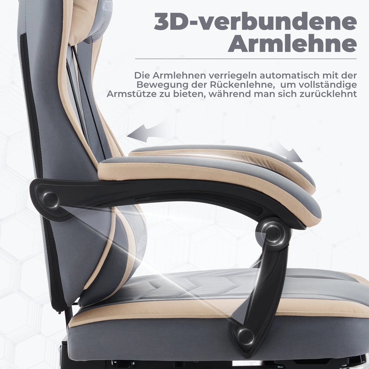 WOTSTA Gaming-Stuhl mit Fußstütze, ergonomischer Gamer-Stuhl mit Lendenkissen, Kopfstütze und höhenverstellbarem Computerstuhl