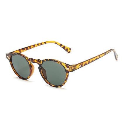 Small Round Sunglasses Men Women Vintage Brand Black Leopard Green TransGrey Shades AntiBlue Light Glasses Trendy Clear Eyewear