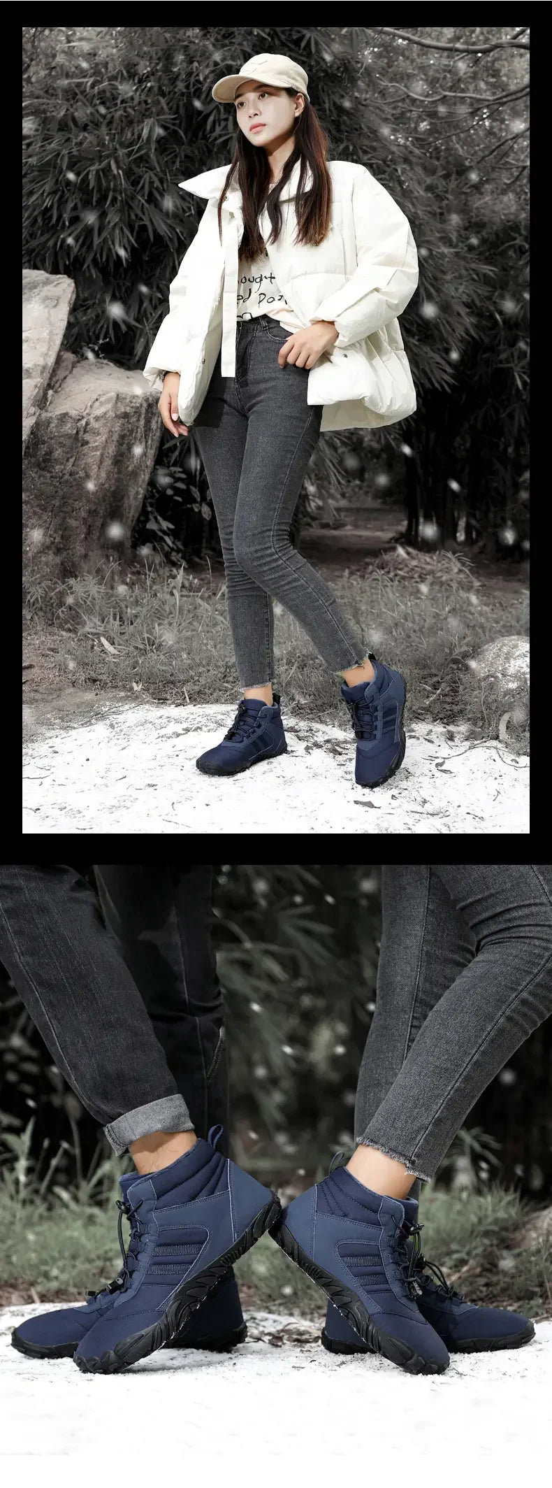 Bottes de randonnée d'hiver pour hommes, chaussures de randonnée imperméables en fourrure, baskets à cheville, chaussures de travail d'extérieur en fourrure, bottes de neige pour femmes, grande taille 47