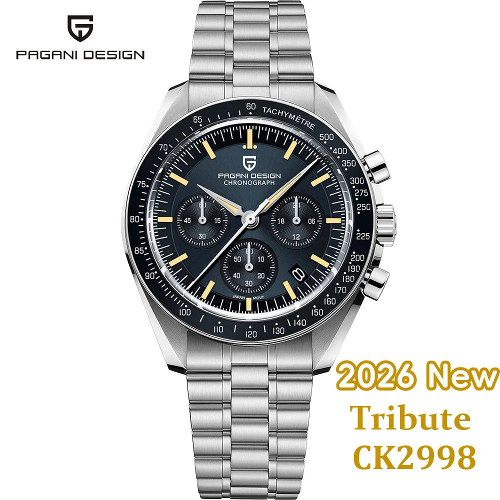 PAGANI DESIGN 2026 New Mens Watches Panda Moon Watch Luxury Quartz Watch For Men Automatic Date Sport Chronograph Wristwatch Men