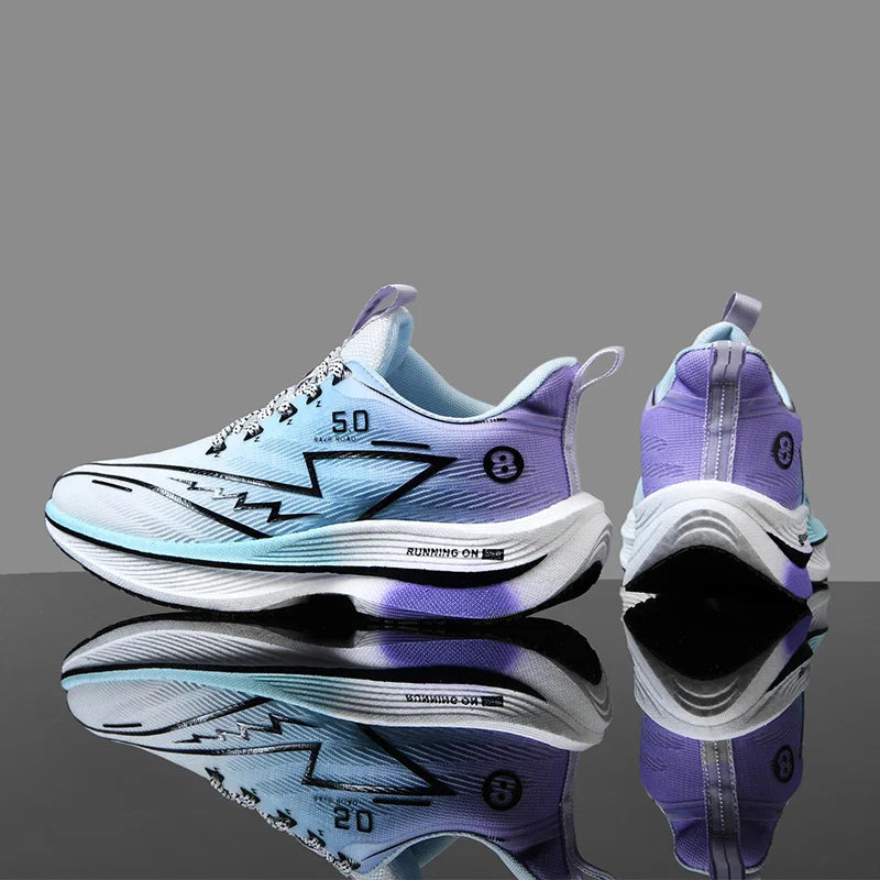 Men's Sport Shoes Professional Cushioned Carbon Plate Running Shoes Breathable Lace-up Casual Sneakers Marathon Athletic Footwear