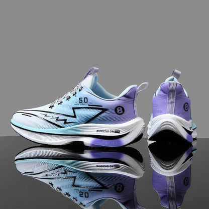 Men's Sport Shoes Professional Cushioned Carbon Plate Running Shoes Breathable Lace-up Casual Sneakers Marathon Athletic Footwear