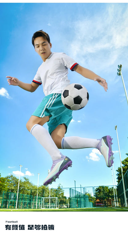 Fodboldsko til mænd, udendørs sport, fodboldstøvler til drenge, åndbare, komfortable til kamp, lange pigge, træningsstøvler, voksne, skridsikre