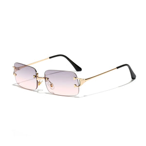 Ruiao 2026 rimless sunglasses UV400 fashion square metal glasses for men women designer man's brand sun shades for outdoor