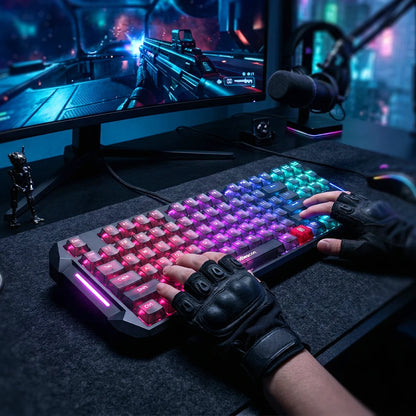 DarKBeacon RGB 87 Tasten kompaktes TKL-Keyboard, USB-kabelgebunden, Hot-Swappable, leise mechanische Tastatur für Windows-Laptop, PC, Gaming und Arbeit