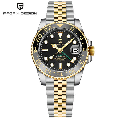 Relógio PAGANI DESIGN 40MM GMT para Homem, Luxo, Safira AR, Mecânico, Luneta em Cerâmica, Automático, 100M à Prova de Água, Relógio para Oferta
