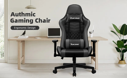 AUTHMIC Ergonomic Gaming Chair Office Recliner with Lumbar Support Adjustable Armrest 150kg Load for Home Work Gamer Setup