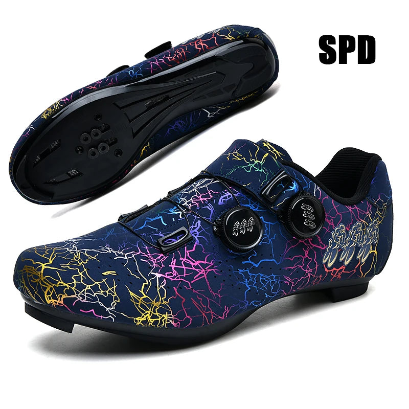 Chaussures de cyclisme pour homme : chaussures de course sur route à fixation automatique, chaussures de sport, chaussures d'entraînement sans crampons ; chaussures de cyclisme pour femme avec crampons SPD