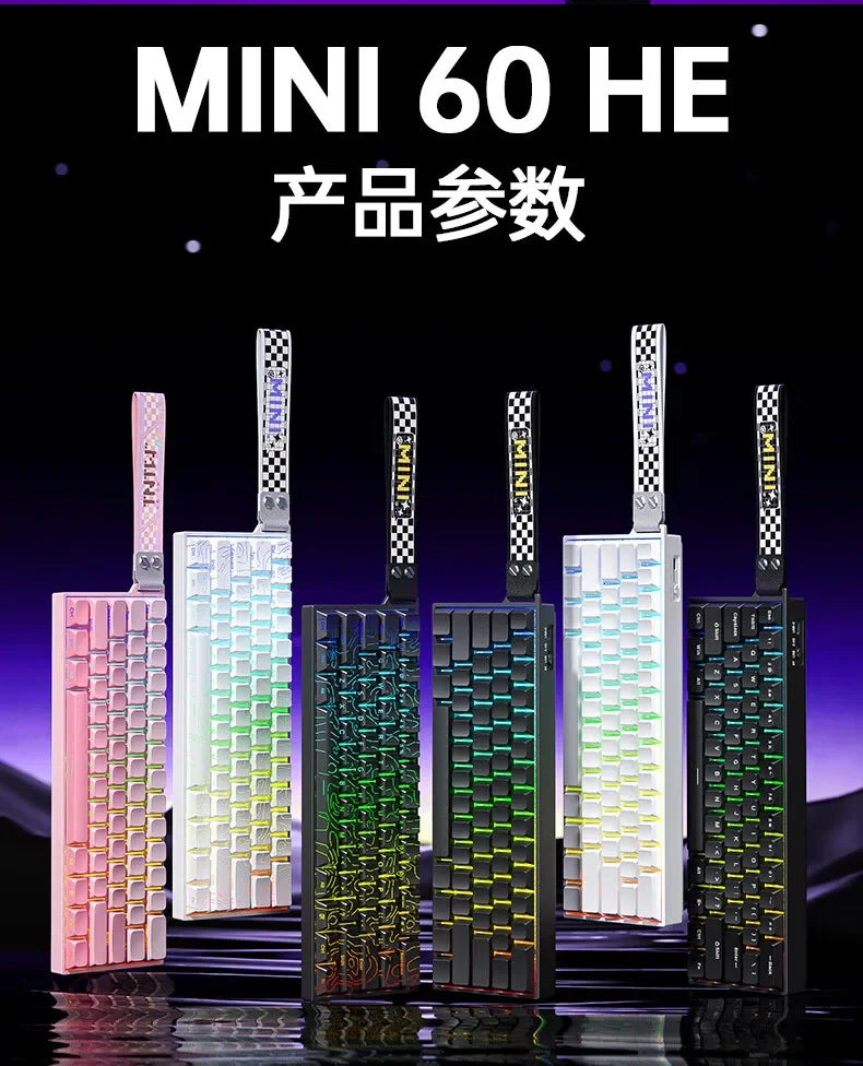 AULA Mini60 HE Magnetic Switch Keyboard RGB Tri Mode Wireless Mechanical Keyboard 8000Hz 0.01mmRT Gaming Keyboard Gamer Gifts