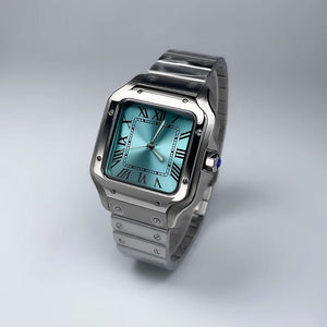 38mm Square Luxury New Men's Automatic Mechanical Watch NH35 Movement Silver No Date/Logo Stainless Steel Strap Black/Blue/White