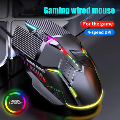 3200 DPI Ergonomic Wired Gaming Mouse, USB Computer Mouse, Gaming RGB Backlit Gamer Mouse, 6 Button LED Silent Mice for PC Laptop