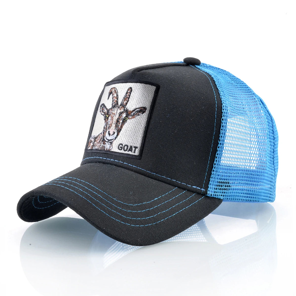 Cappellino trucker fashion con patch ricamata con capra, snapback da baseball quattro stagioni per uomo e donna, cappello con visiera regolabile