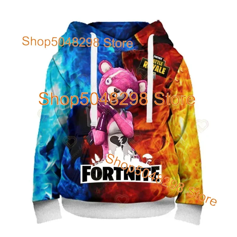 Męskie i damskie bluzy z kapturem z nadrukiem 3D Battle Royale z motywem Fortnite Victory – bluzy z kapturem dla chłopców i dziewcząt w stylu streetwear