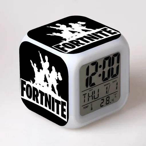 Fortnite-Wecker, niedlich, modisch, im Cartoon-Stil, personalisiert, kreativ, Kawaii, minimalistischer LED-Wecker, Geschenk zum Geburtstag von Freunden