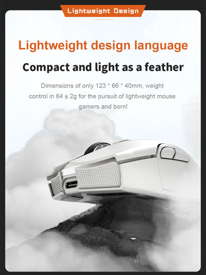 Motospeed Darmoshark N3 Pro Bluetooth Wireless Gaming Mouse Double 8K Tri-Mode Rechargeable PAW3395 64g Ergonomic Gamer Mouse