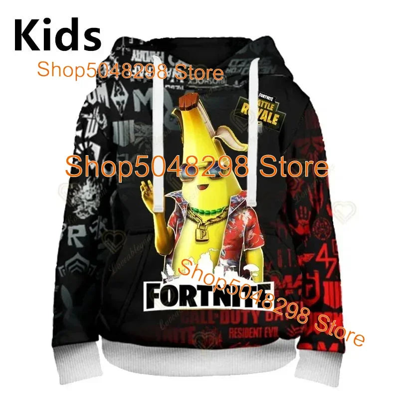 Męskie i damskie bluzy z kapturem z nadrukiem 3D Battle Royale z motywem Fortnite Victory – bluzy z kapturem dla chłopców i dziewcząt w stylu streetwear