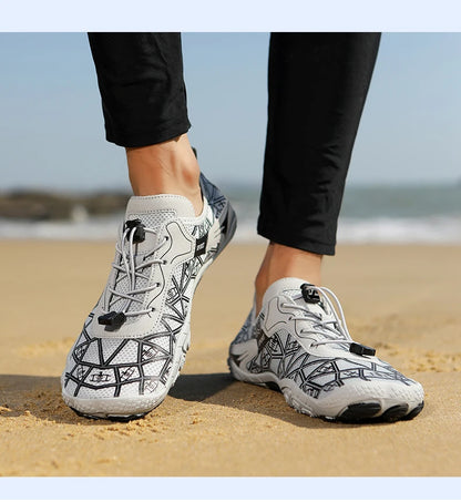 Sapatos para caminhar na água sem sapatos - Homem e Mulher - Sapatos de praia em malha de secagem rápida - Sapatos antiderrapantes para atividades ao ar livre - Sapatos unissexo para desportos aquáticos