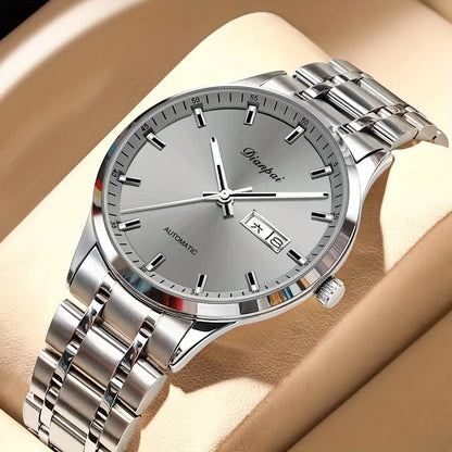 Montre mécanique automatique pour homme Dianpai – Modèle de luxe, affichage luminescent, design classique et épuré, en acier inoxydable, étanche, avec calendrier et indication du jour de la semaine
