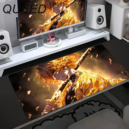 Podloga za računalni stol i tipkovnicu, anime podloga za miš, kawaii djevojka, 900x400mm, gumena protuklizna podloga za miš, Demon Slayers XL