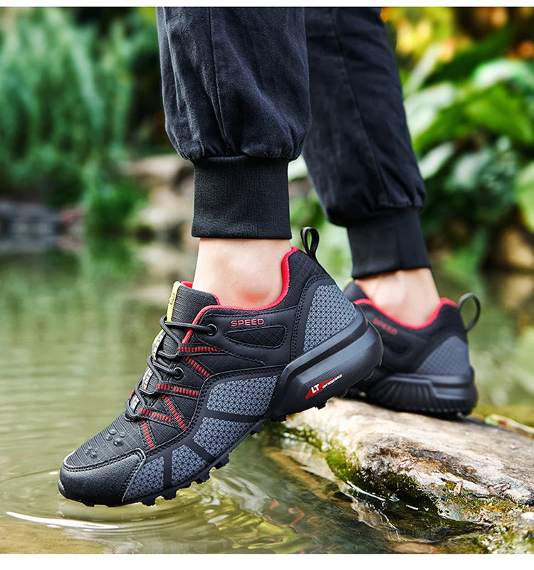 Scarpe da trekking da uomo all-terrain, scarpe sportive outdoor in mesh traspirante, antiscivolo e resistenti all’usura, scarpe da trekking e ciclismo outdoor
