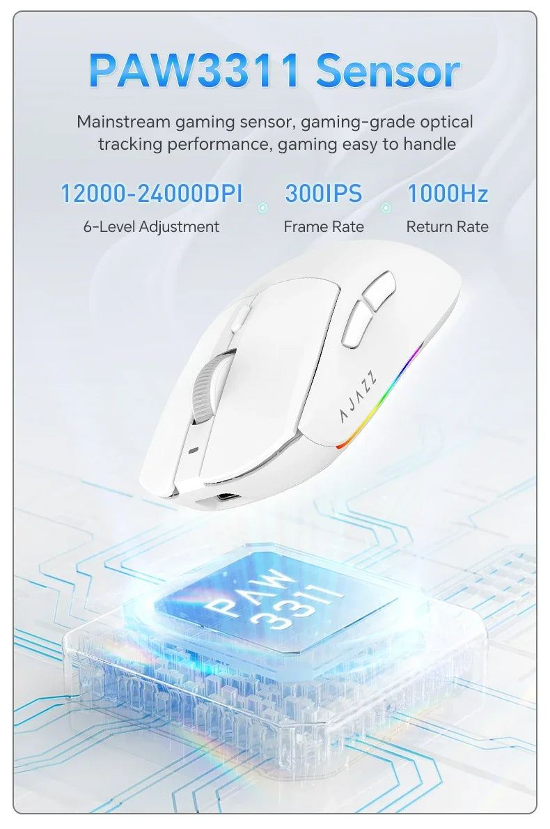 AJAZZ AJ139 V2 MC/AJ139 PRO kabellose Gaming-Maus mit PAW3311/PAW3395-Sensor, 12000DPI/26000DPI, 500mAh, Bluetooth-Gaming-Maus für PC